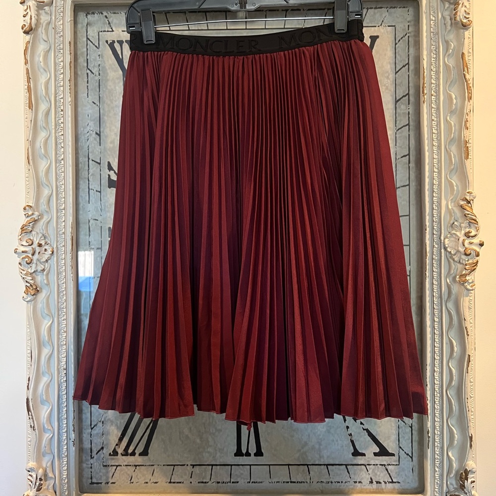 Moncler Burgundy Pleated Mini Skirt NWOT